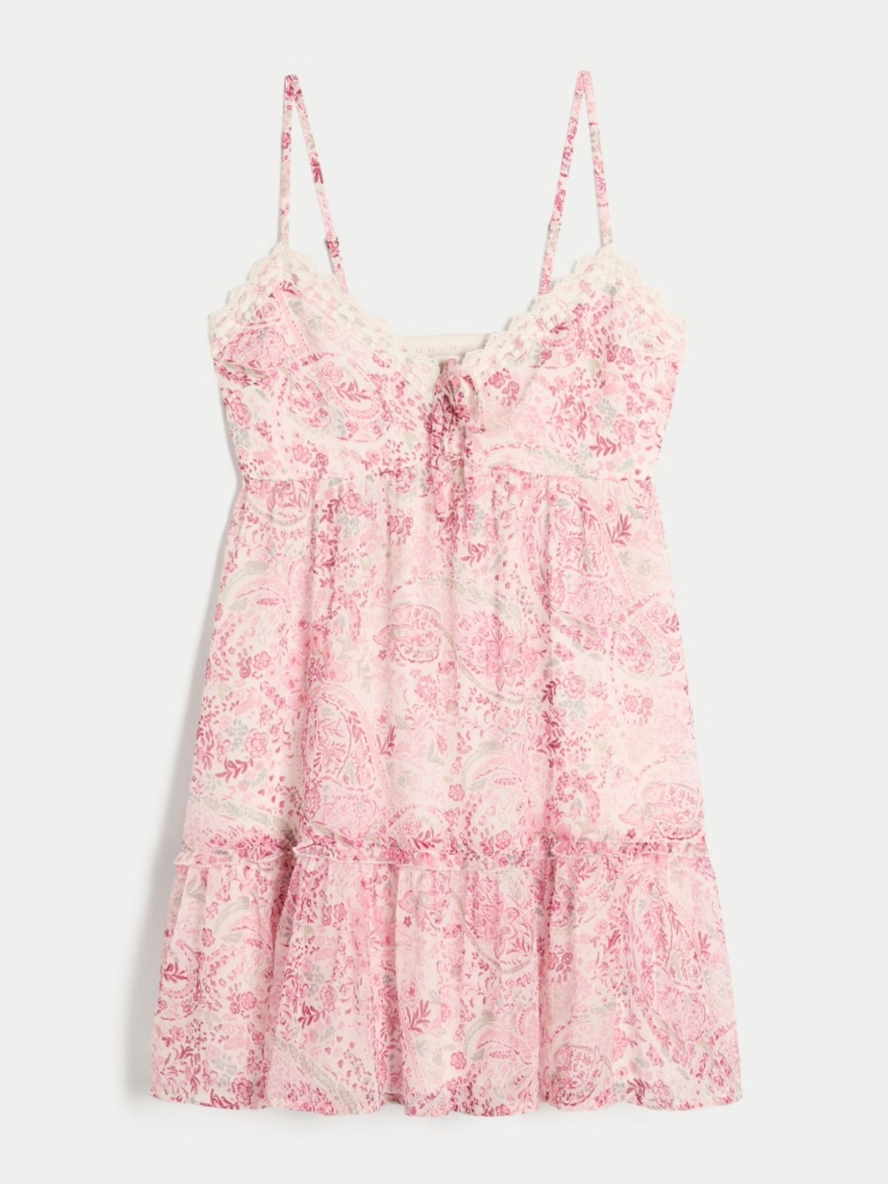 NWT Hollister Pink Paisley Mini Dress, Boho Open Back w/ Pockets - Small T